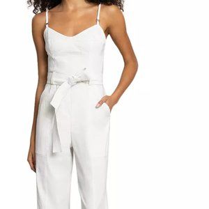 A.L.C. Mila white stretch linen bustier jumpsuit